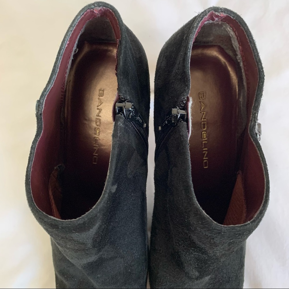 Bandolino Black Suede Urbane Zipper Booties, square toe, high heels, women’s 9 - Picture 9 of 16